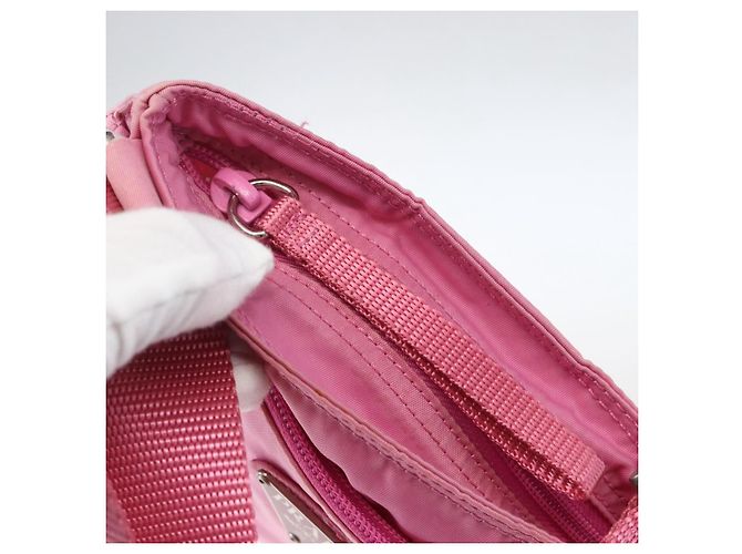 PRADA Schultertasche Nylon Rosa Silber Authentisch 161410 Pink - Ansicht 18
