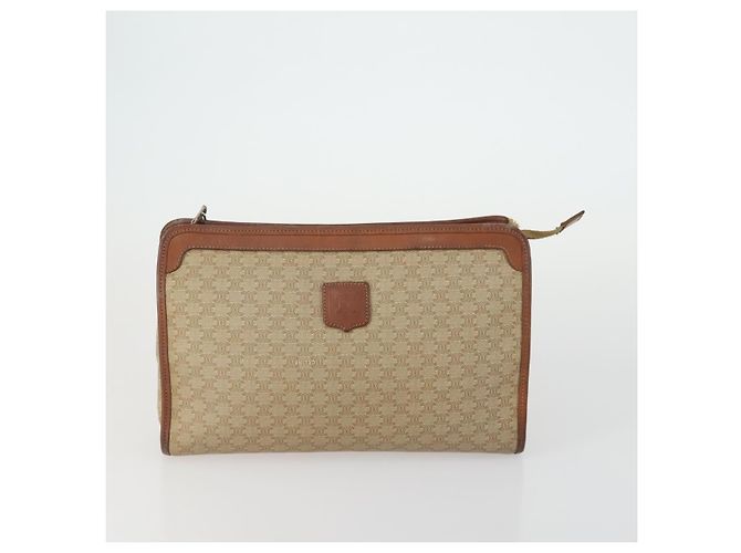 Céline Borsa in tela Macadam CELINE in pelle PVC e suede 3 pezzi beige arancione Auth ti3616 - vista 2