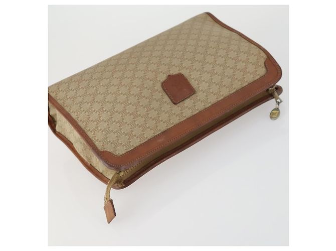 Céline Borsa in tela Macadam CELINE in pelle PVC e suede 3 pezzi beige arancione Auth ti3616 - vista 5