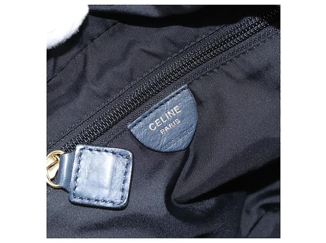Céline Borsa a mano Celine Circle in nylon blu navy e oro Auth 161415 D'oro - vista 18