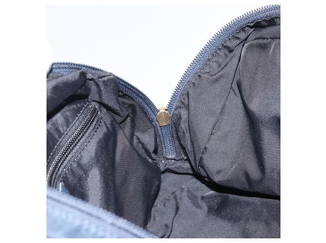 Céline Borsa a mano Celine Circle in nylon blu navy e oro Auth 161415 D'oro - vista 19