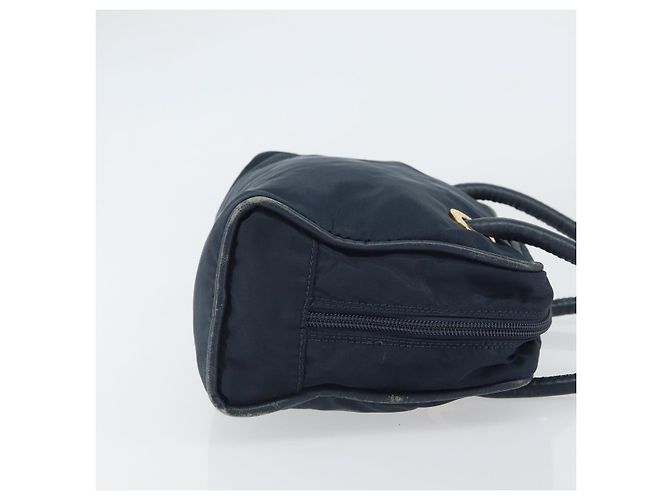 Céline Borsa a mano Celine Circle in nylon blu navy e oro Auth 161415 D'oro - vista 3