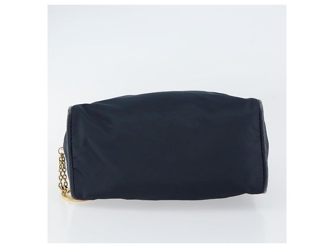 Céline Borsa a mano Celine Circle in nylon blu navy e oro Auth 161415 D'oro - vista 5
