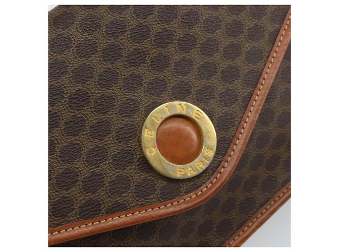 Céline Borsa a spalla circolare in tela Macadam CELINE in pelle PVC marrone oro Auth 161048 D'oro - vista 17