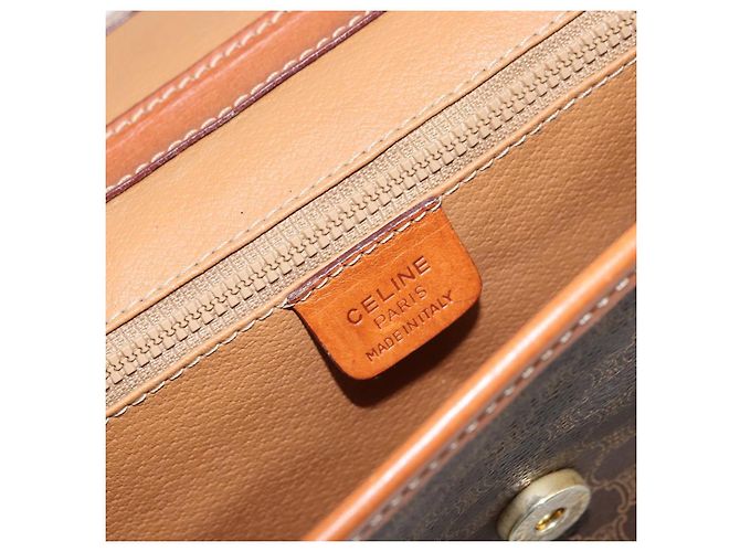 Céline Borsa a spalla circolare in tela Macadam CELINE in pelle PVC marrone oro Auth 161048 D'oro - vista 19