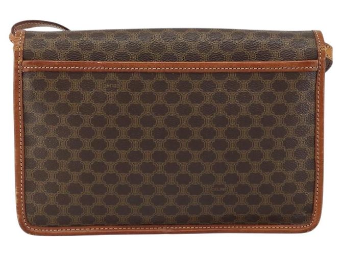 Céline Borsa a spalla circolare in tela Macadam CELINE in pelle PVC marrone oro Auth 161048 D'oro - vista 2