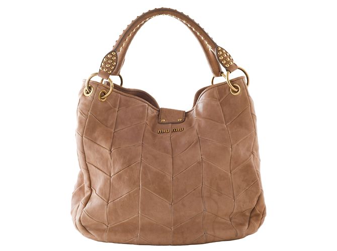 Borsa Hobo Matelassé Miu Miu Marrone - vista 3
