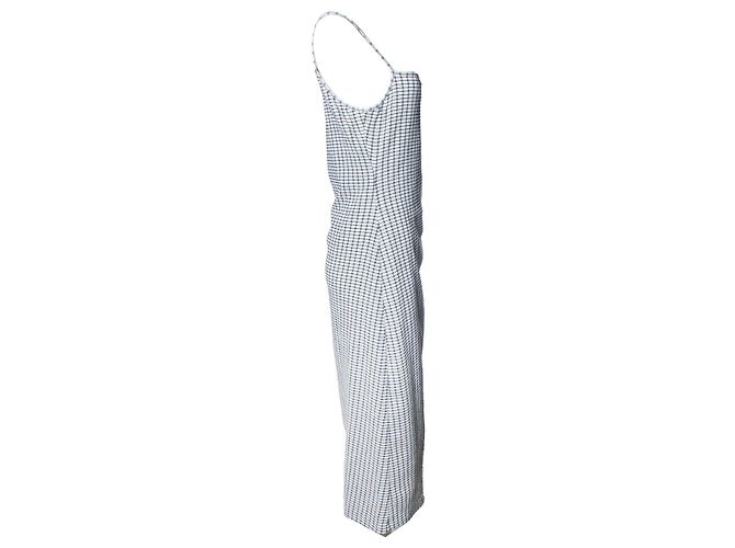 Vince, schwarzes und weißes gestreiftes Maxikleid mit Spaghetti-Trägern - Ansicht 3