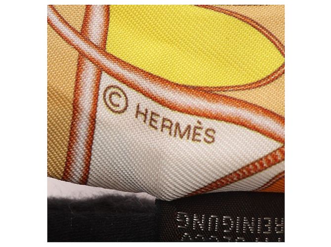 Foulard in seta Hermès Twilly Coup de Fouet au Bloc Giallo - vista 4