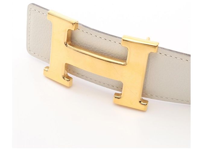 Constance H Gürtel von Hermès Braun Weiß - Ansicht 2