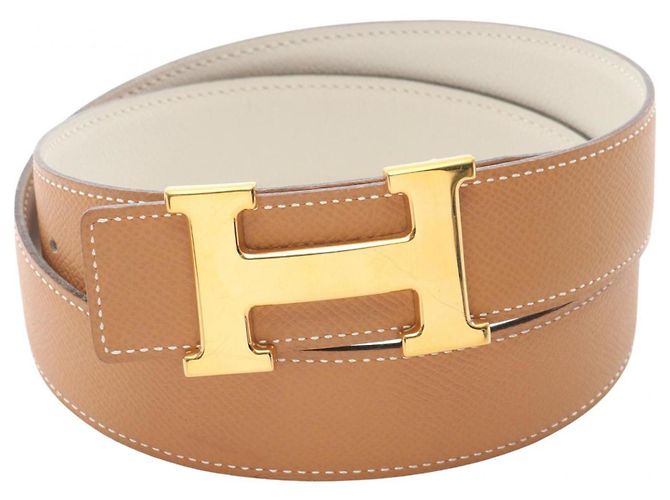 Constance H Gürtel von Hermès Braun Weiß - Ansicht 6