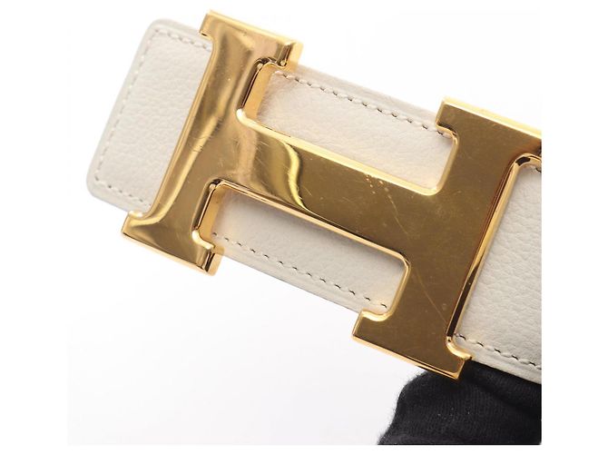 Constance H Gürtel von Hermès Braun Weiß - Ansicht 9