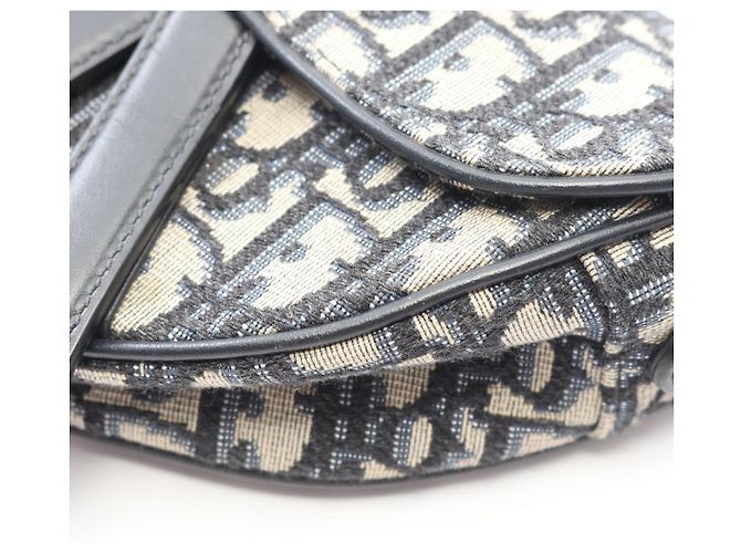 Christian Dior Mini borsa Saddle Dior in avorio e blu navy Crudo - vista 5