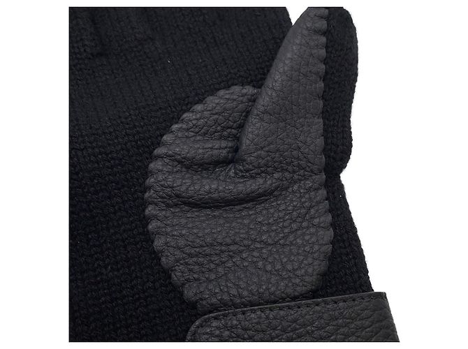 Kaschmir- und Hirschlederhandschuhe Lionel Hermès Schwarz - Ansicht 5