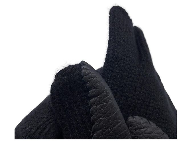 Kaschmir- und Hirschlederhandschuhe Lionel Hermès Schwarz - Ansicht 6