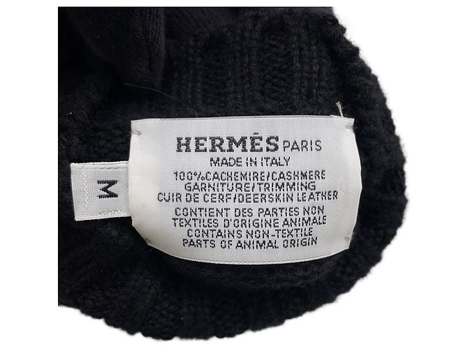 Kaschmir- und Hirschlederhandschuhe Lionel Hermès Schwarz - Ansicht 8