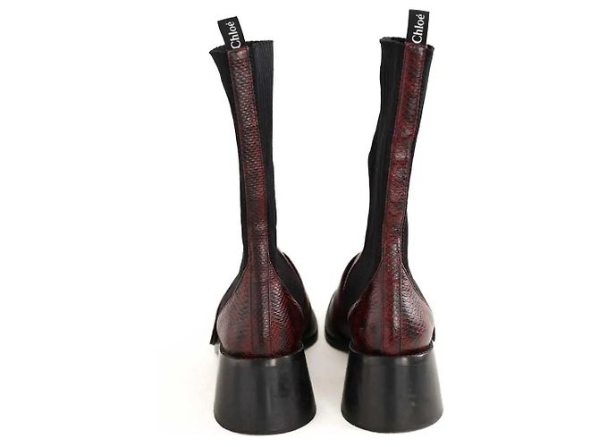 Chloé Botas de Cuero Burdeos - vista 2