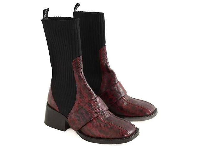 Chloé Botas de Cuero Burdeos - vista 3