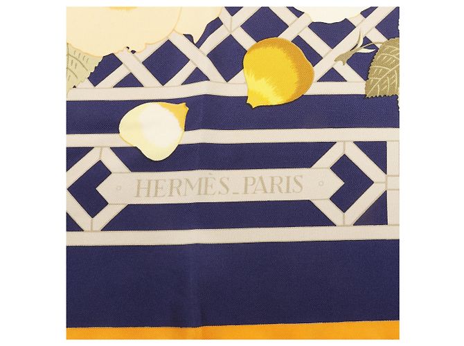 Garden Fazzoletto in seta Hermès Carré 90 "ROSERAIE" in giallo - vista 8