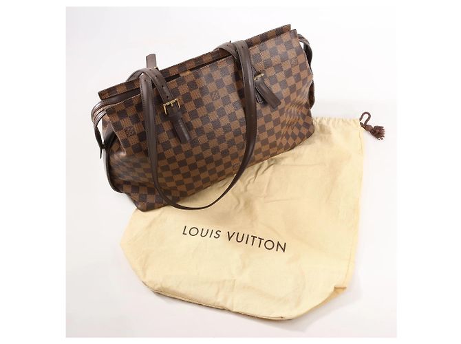 Borsa a Spalla Louis Vuitton Chelsea Damier Ebene in Marrone N51119 Rosso - vista 11