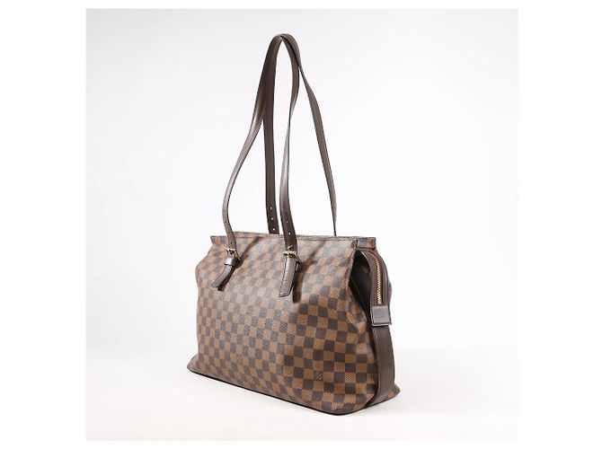 Borsa a Spalla Louis Vuitton Chelsea Damier Ebene in Marrone N51119 Rosso - vista 3