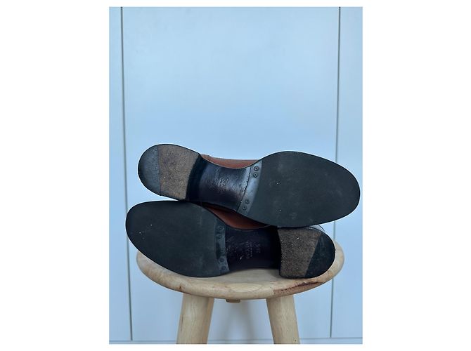 Botas altas de cuero marrón Prada Castaño - vista 10