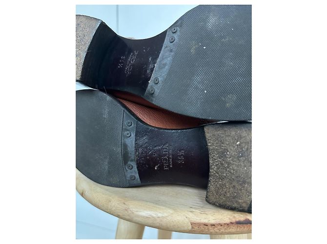 Botas altas de cuero marrón Prada Castaño - vista 11