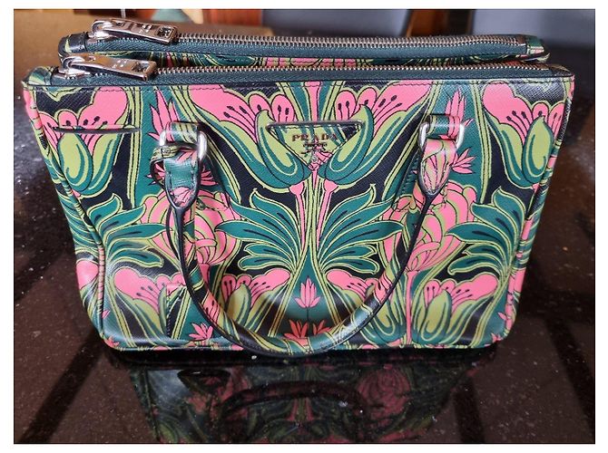 Prada Handtasche mit Blumenmuster Pink Grün - Ansicht 8