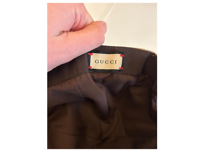 Cappellino Gucci GG Supreme Marrone in Tela e Pelle Beige - vista 10