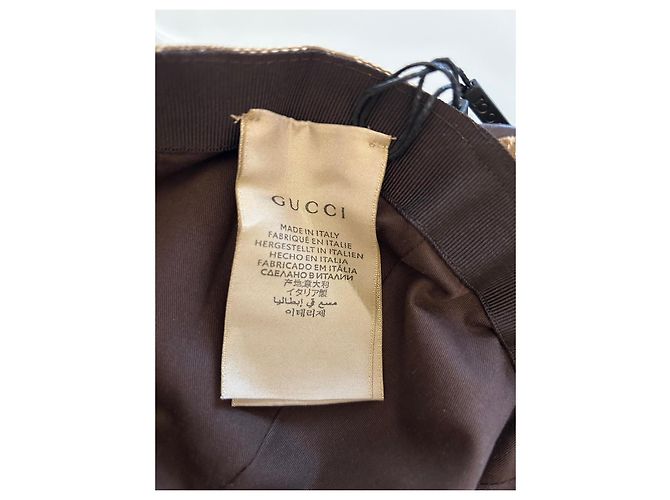 Cappellino Gucci GG Supreme Marrone in Tela e Pelle Beige - vista 11