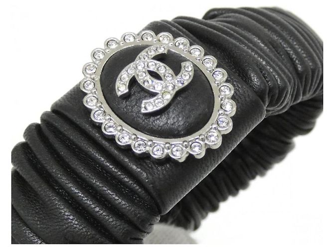 Chanel AA8551 Scrunchie in pelle Nero Argento - vista 3