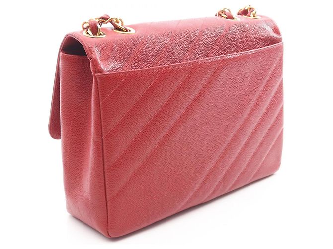 Borsa a spalla in pelle di vitello grana rossa Chanel Rosso - vista 2