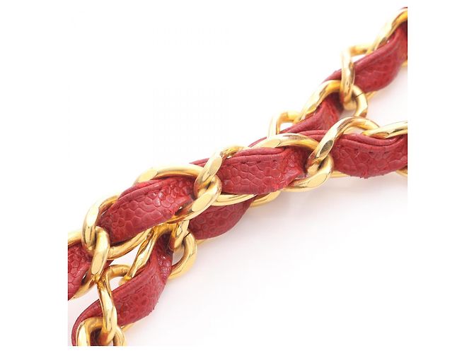 Borsa a spalla in pelle di vitello grana rossa Chanel Rosso - vista 8