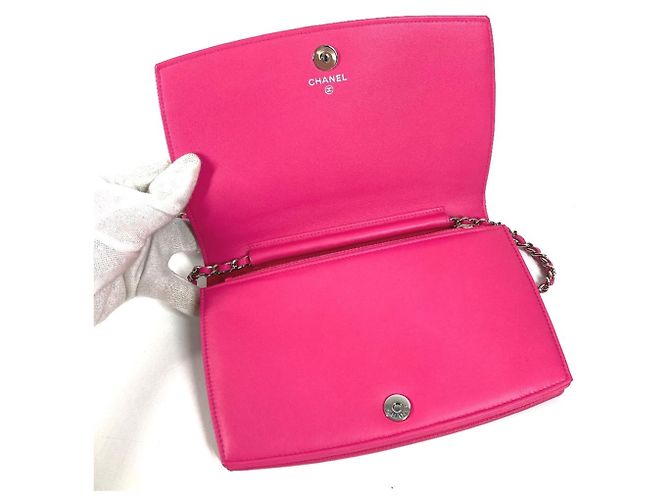 Cartera de cadena de cuero patentado rosa Chanel - vista 10