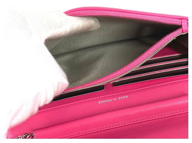 Cartera de cadena de cuero patentado rosa Chanel - vista 14