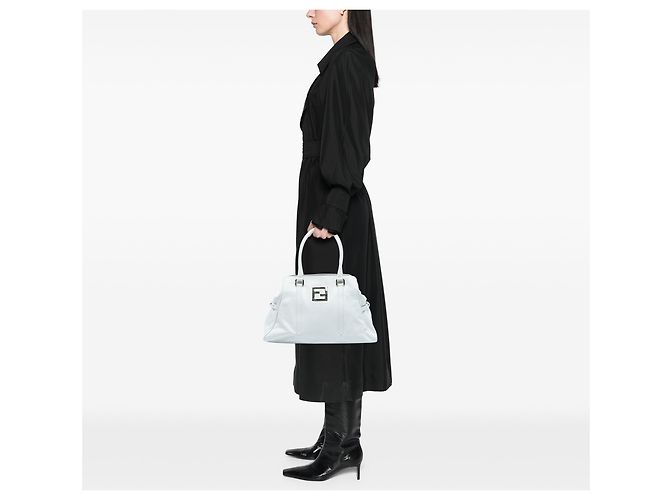 Fendi Weißes Leder FF Tote - Ansicht 7