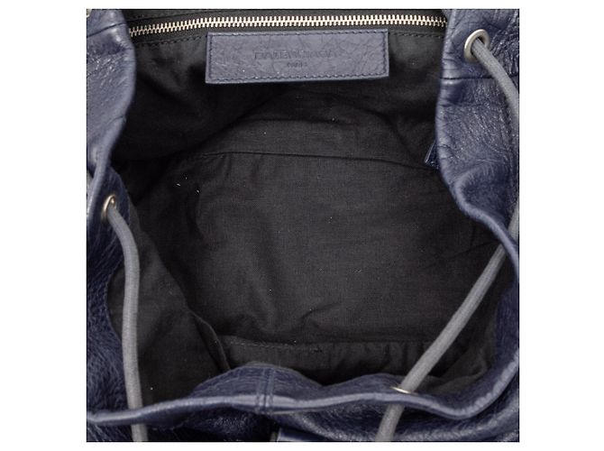 Mochila clássica Motocross em couro de cordeiro azul Balenciaga Azul marinho - vista 4