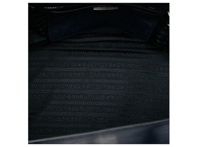Sac à main Prada en veau glacé bleu Sound Lock - vue 4