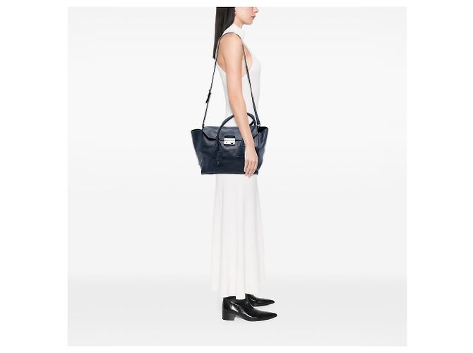 Sac à main Prada en veau glacé bleu Sound Lock - vue 6