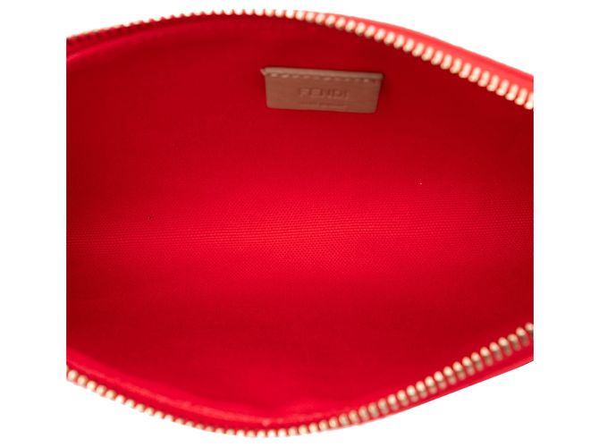 Rote Zucca bestickte Canvas-Zip-Tasche von Fendi - Ansicht 4
