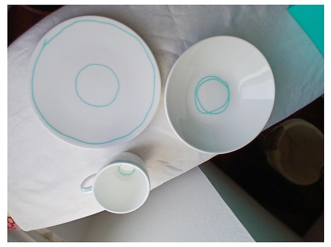 Tiffany & Co Set of 3 Plate and Cup in White and Blue - view 3