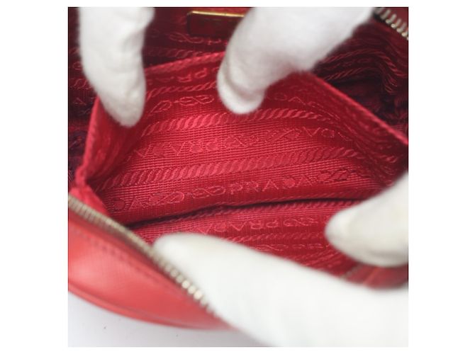 Prada Vitello Phoenix Leder Schultertasche Rot - Ansicht 14