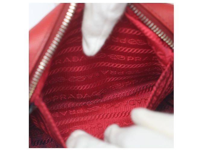 Prada Vitello Phoenix Leder Schultertasche Rot - Ansicht 15