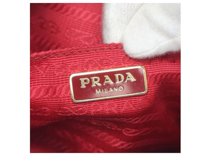 Prada Vitello Phoenix Leder Schultertasche Rot - Ansicht 16