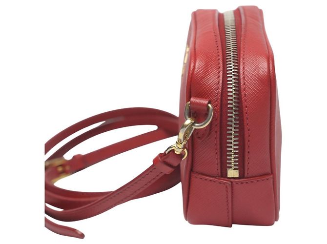 Prada Vitello Phoenix Leder Schultertasche Rot - Ansicht 3