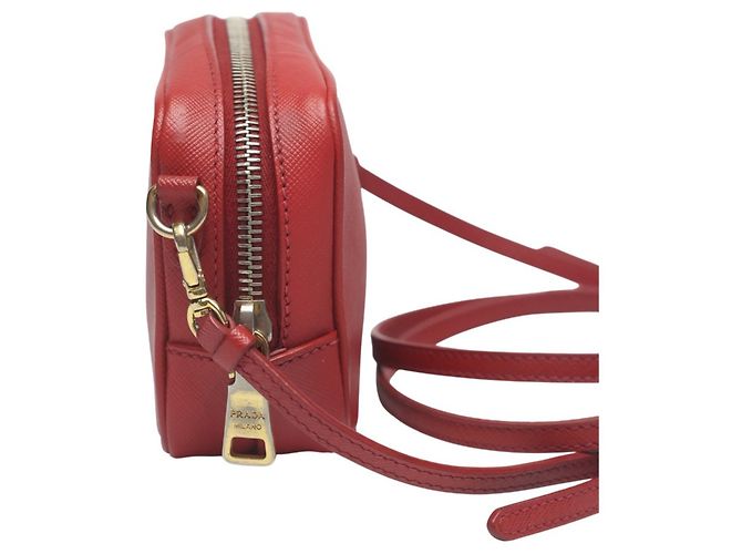 Prada Vitello Phoenix Leder Schultertasche Rot - Ansicht 4