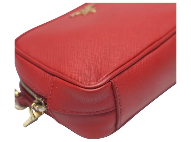 Prada Vitello Phoenix Leder Schultertasche Rot - Ansicht 6