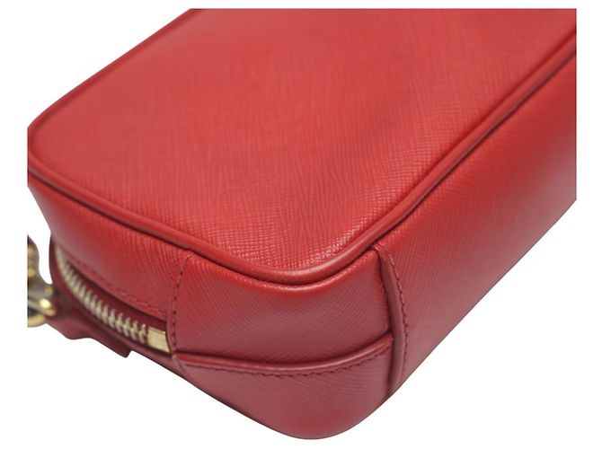 Prada Vitello Phoenix Leder Schultertasche Rot - Ansicht 8