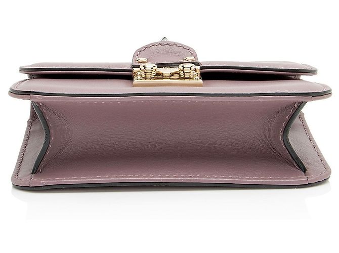 Valentino Garavani Mini borsa a spalla Glam Lock in pelle Valentino Porpora - vista 4
