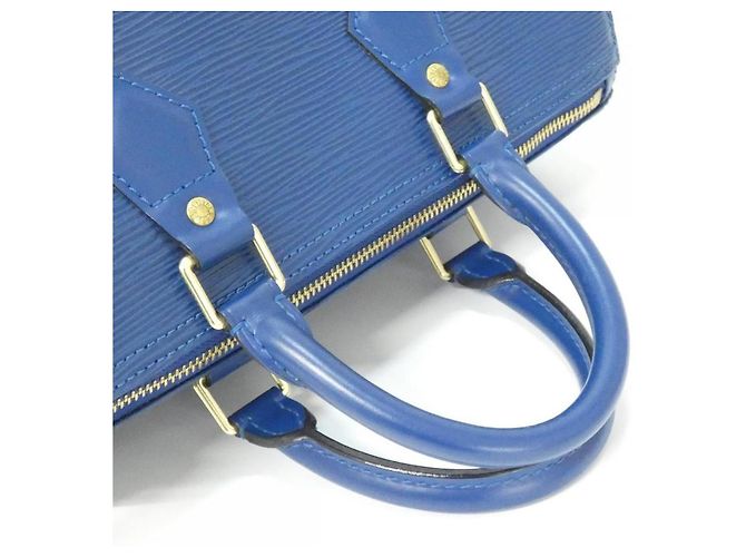 Borsa Boston Epi Speedy in pelle Louis Vuitton Blu - vista 5